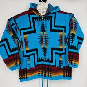 Tejidos Ruminahui Sweater Mens Medium Ecuador Aztec Southwestern Zip Up Hoodie